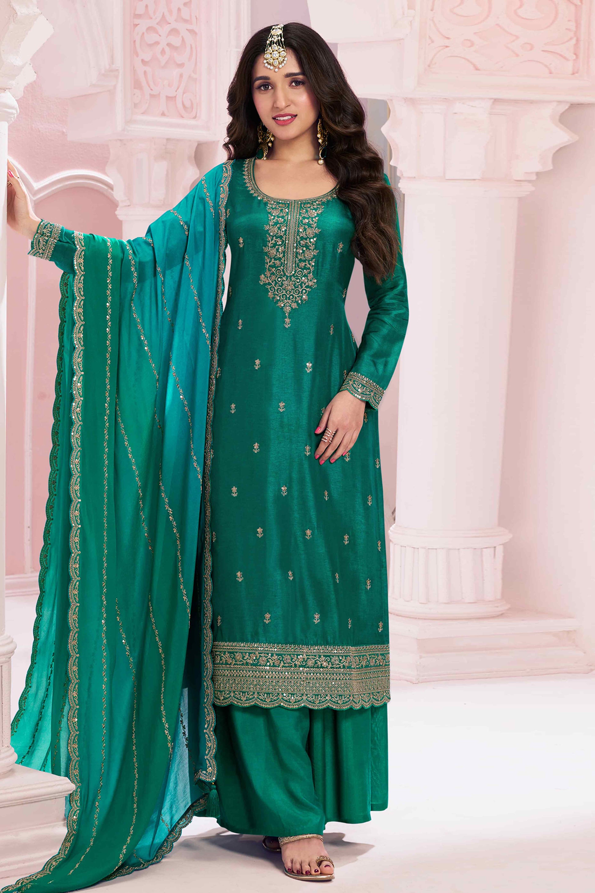 green-floral-embroidered-vichitra-silk-dress-material-11