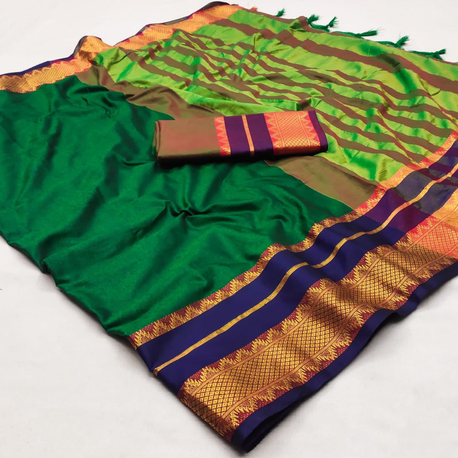 green-woven-cotton-silk-saree-with-tassels-8