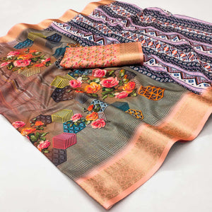 green-peach-digital-printed-cotton-silk-saree-with-jacquard-border