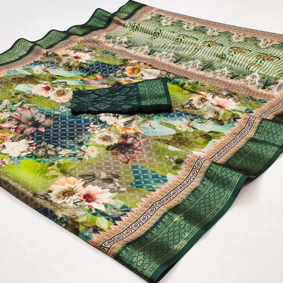 green-floral-digital-printed-cotton-silk-saree-with-woven-border