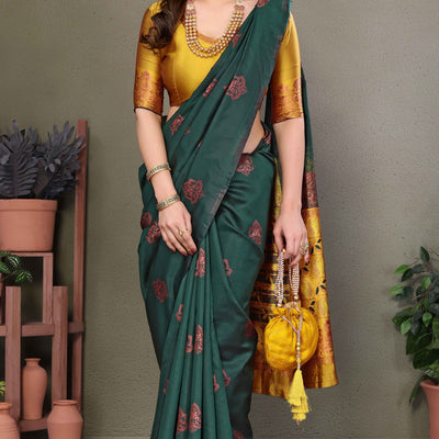 green-floral-woven-banarasi-silk-saree-8