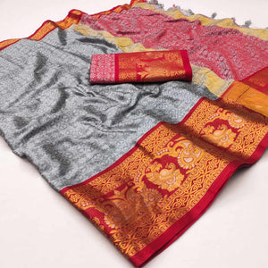 grey-floral-woven-cotton-silk-saree-with-tassels