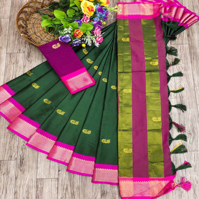 green-butti-work-woven-cotton-silk-saree