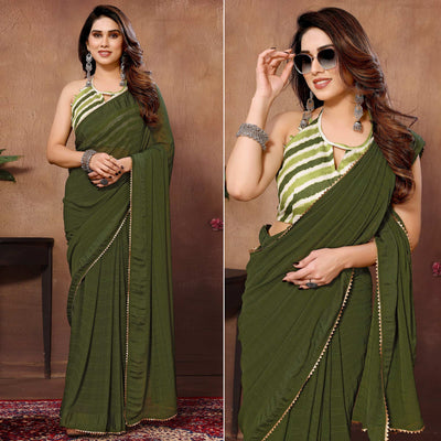 green-woven-checks-ready-to-wear-georgette-saree