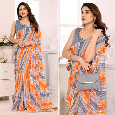 grey-orange-leheriya-printed-georgette-ready-to-wear-saree