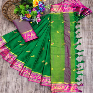green-butti-work-woven-cotton-silk-saree-1