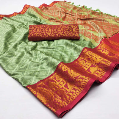 green-woven-cotton-silk-saree-with-tassels-9