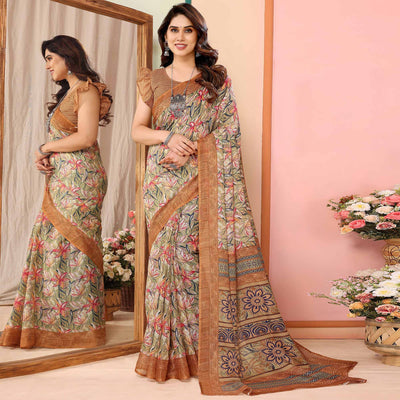 green-brown-floral-printed-kota-doria-saree