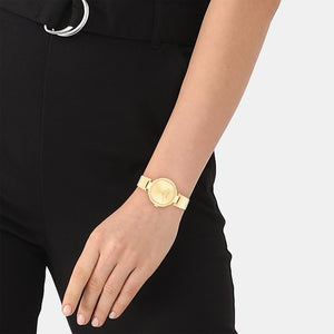 Ck Elevated Women Quartz Gold Dial Analog Stainless Steel Watch 25200309