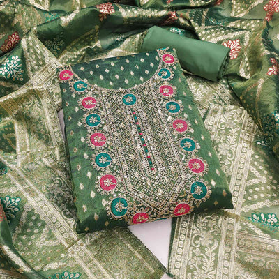green-woven-with-sequins-work-jacquard-dress-material
