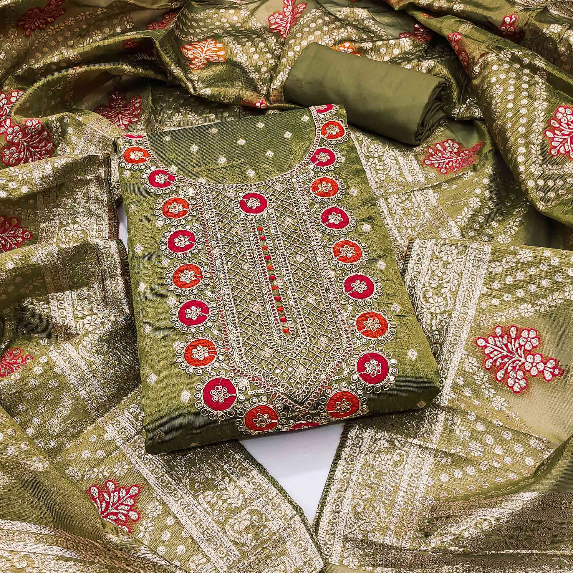 green-woven-with-sequins-embroidered-simmer-cotton-silk-dress-material