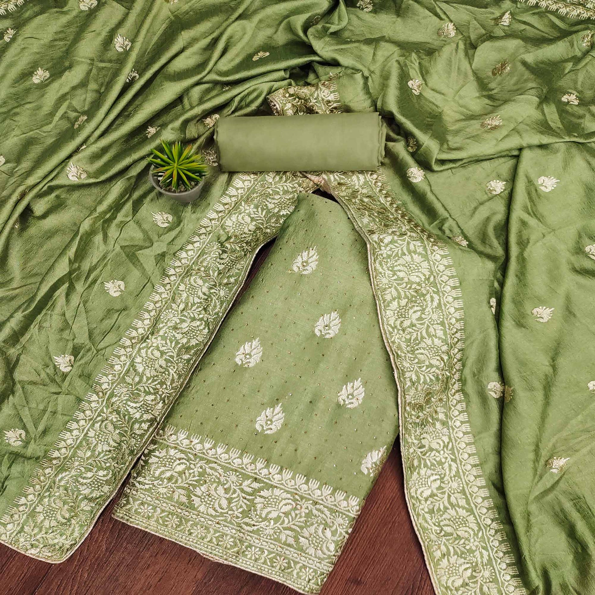 green-floral-embroidered-chinon-dress-material-5