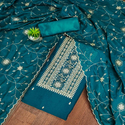 Morpich Sequins Embroidered Chinon Dress Material