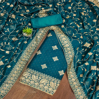 Morpich Floral Embroidered Chinon Dress Material