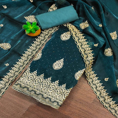 Morpich Embroidery With Stonework Mulberry Dress Material