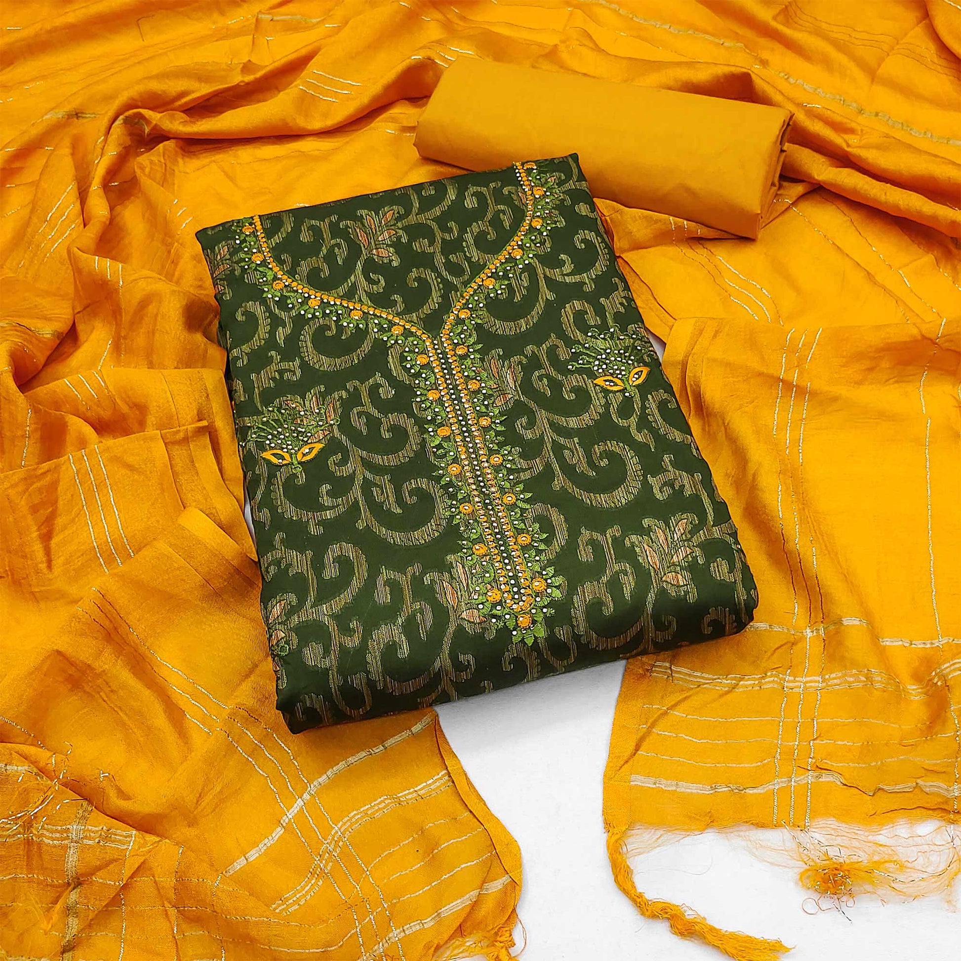 green-woven-cotton-blend-unstitched-dress-material-1
