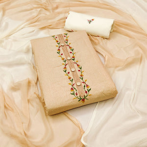Chikoo Printed Pure Cotton Dress Material