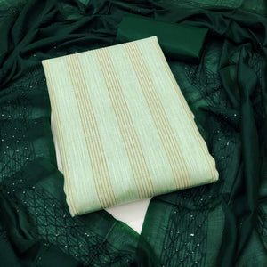 green-striped-woven-pure-cotton-dress-material