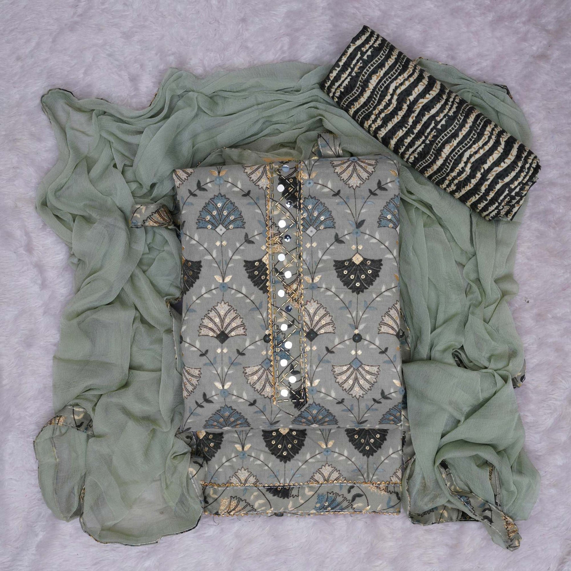 green-floral-foil-printed-poly-cotton-dress-material