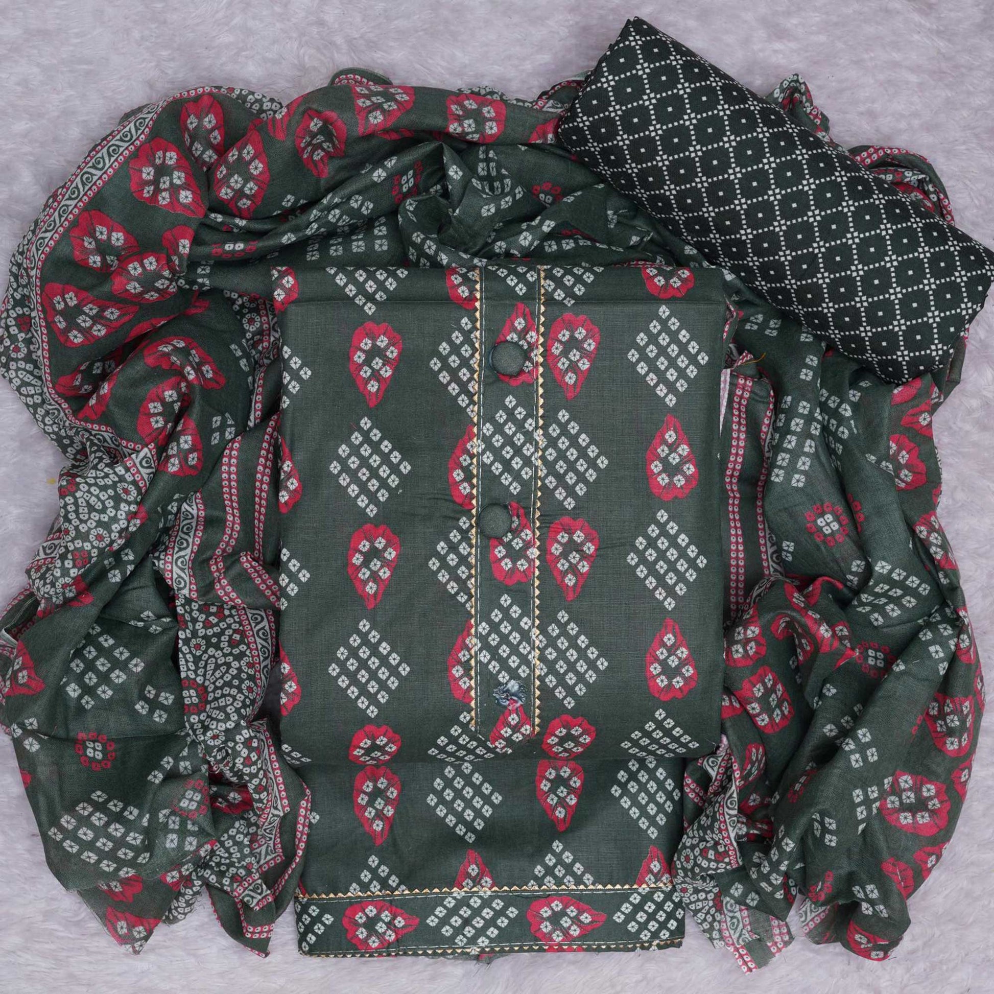 green-bandhani-printed-cotton-blend-dress-material