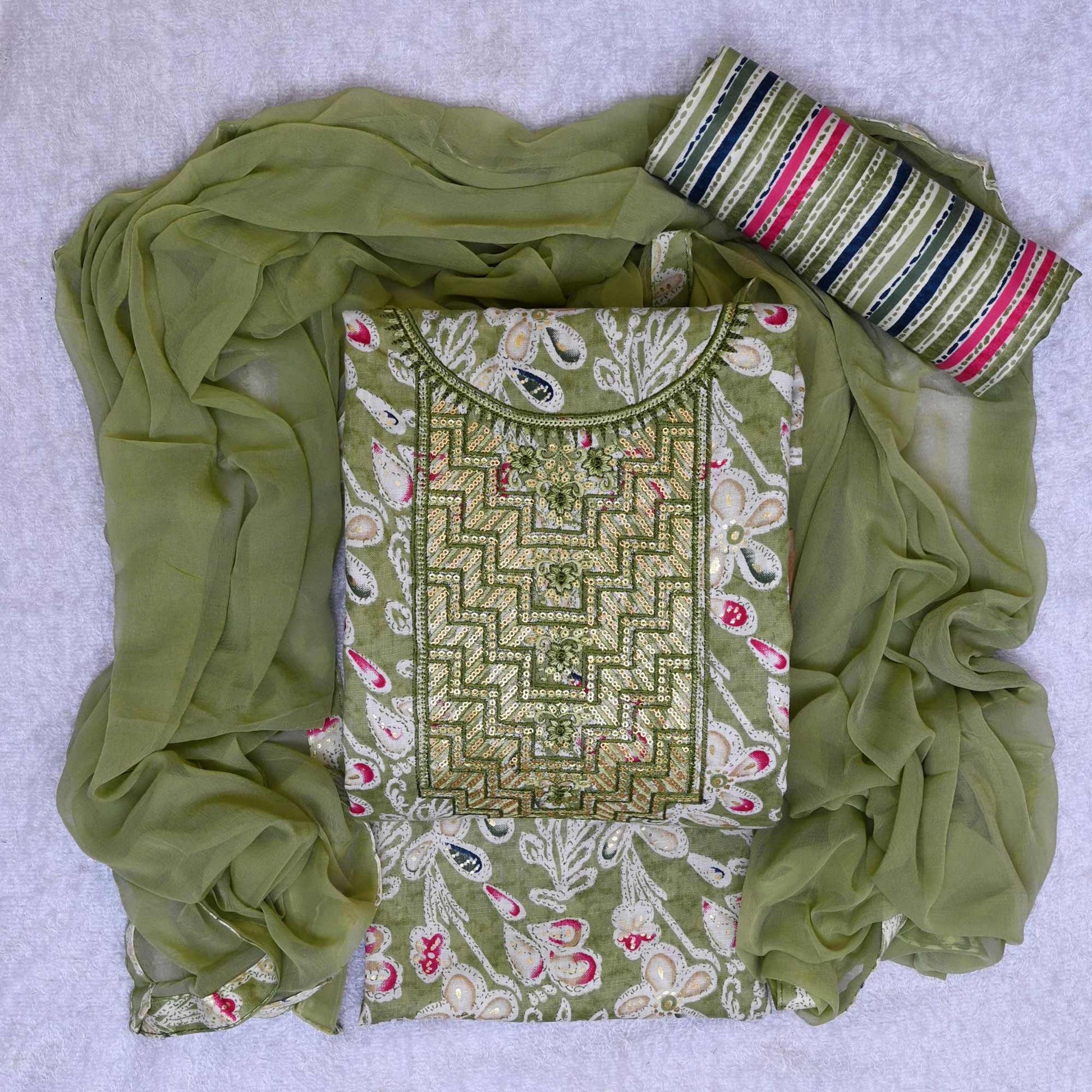 green-foil-printed-with-sequins-embroidery-cotton-blend-dress-material