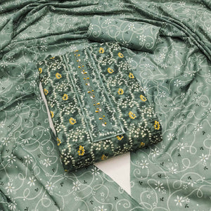 Dusty Green Bandhani Printed Pure Cotton Dress Material