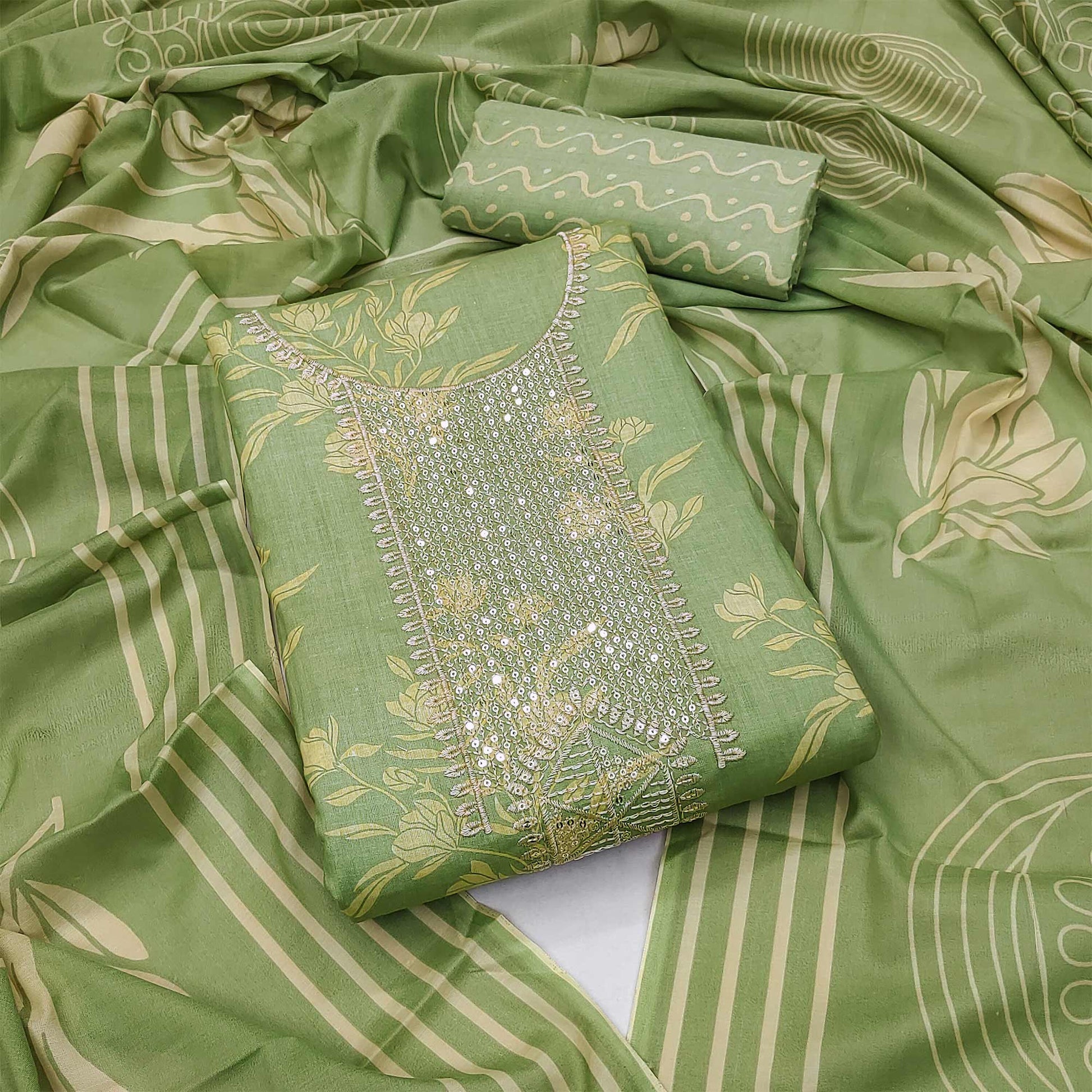 green-printed-with-sequins-work-pure-cotton-dress-material-1