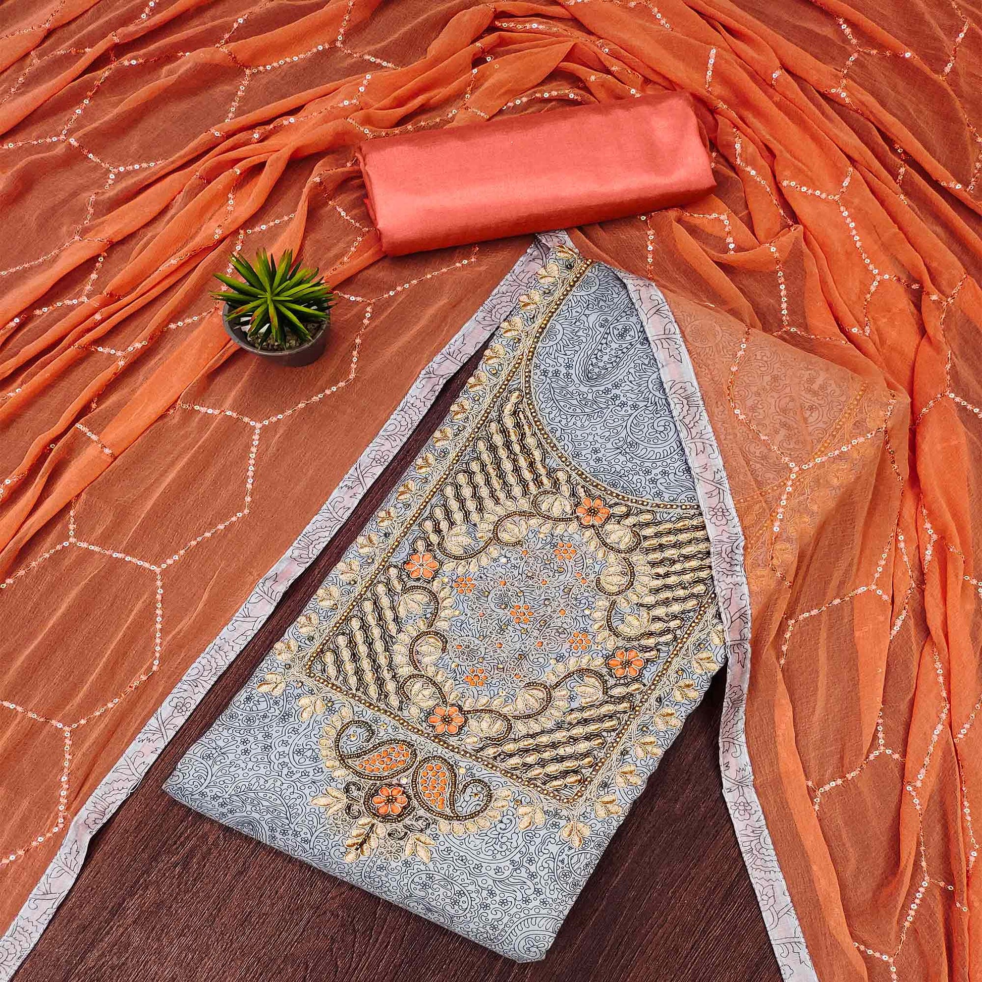 grey-floral-printed-chanderi-dress-material-1