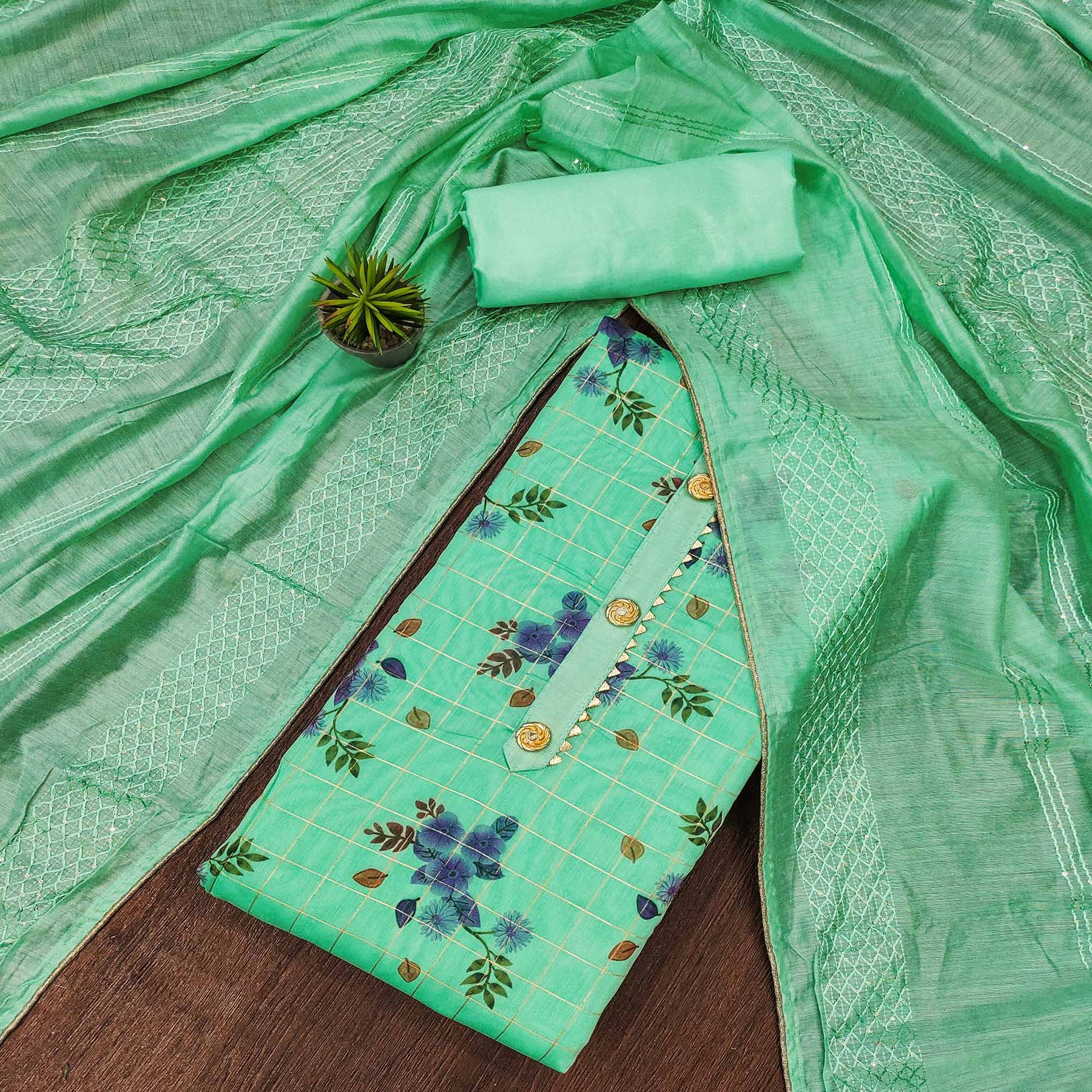 green-floral-printed-chanderi-dress-material-2