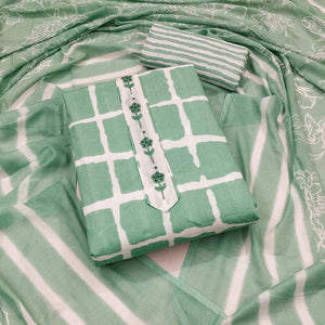 green-checks-printed-pure-cotton-dress-material