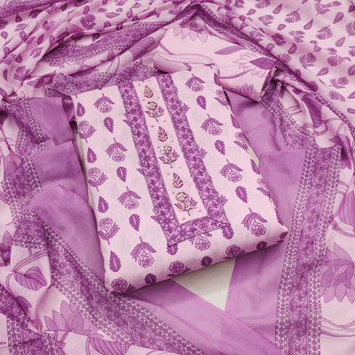 Light Pink Floral Printed Pure Cotton Dress Material