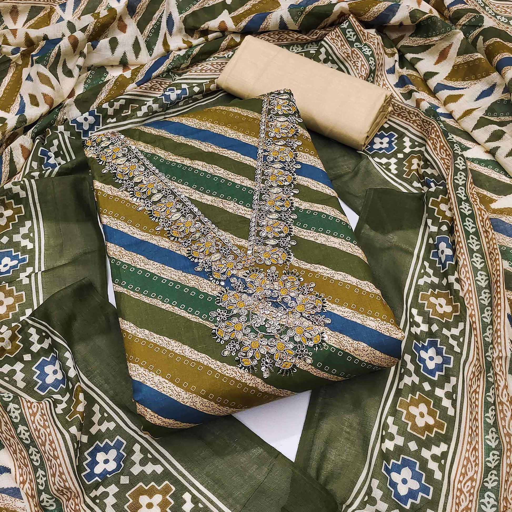 green-striped-printed-with-embroidery-pure-cotton-dress-material
