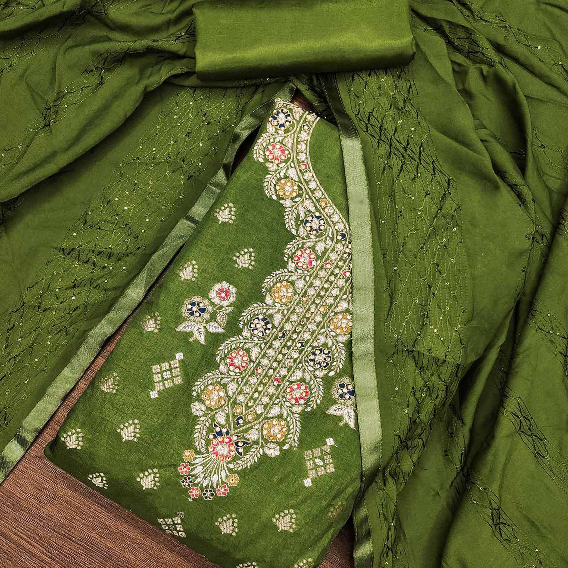 green-woven-jacquard-dress-material-3