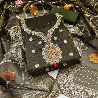 green-woven-with-stonework-shimmer-jacquard-dress-material