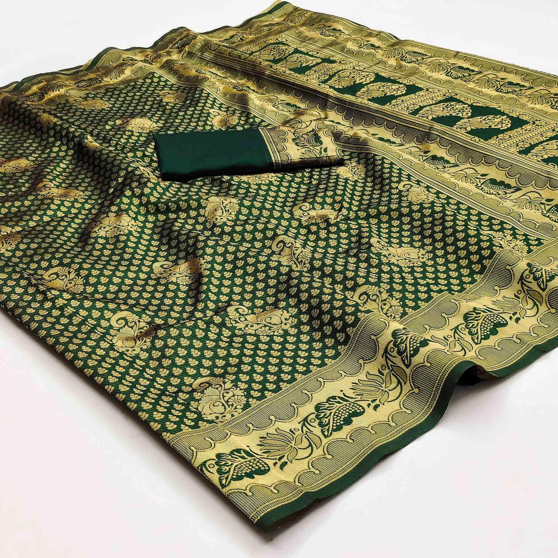 green-woven-jacquard-saree-1