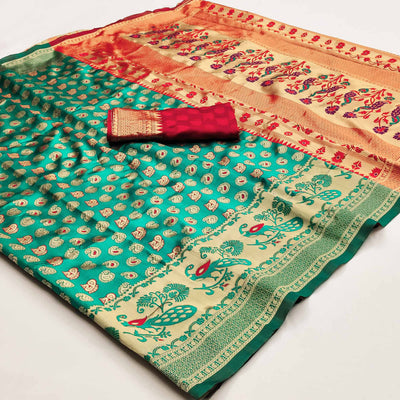green-woven-cotton-silk-saree-11