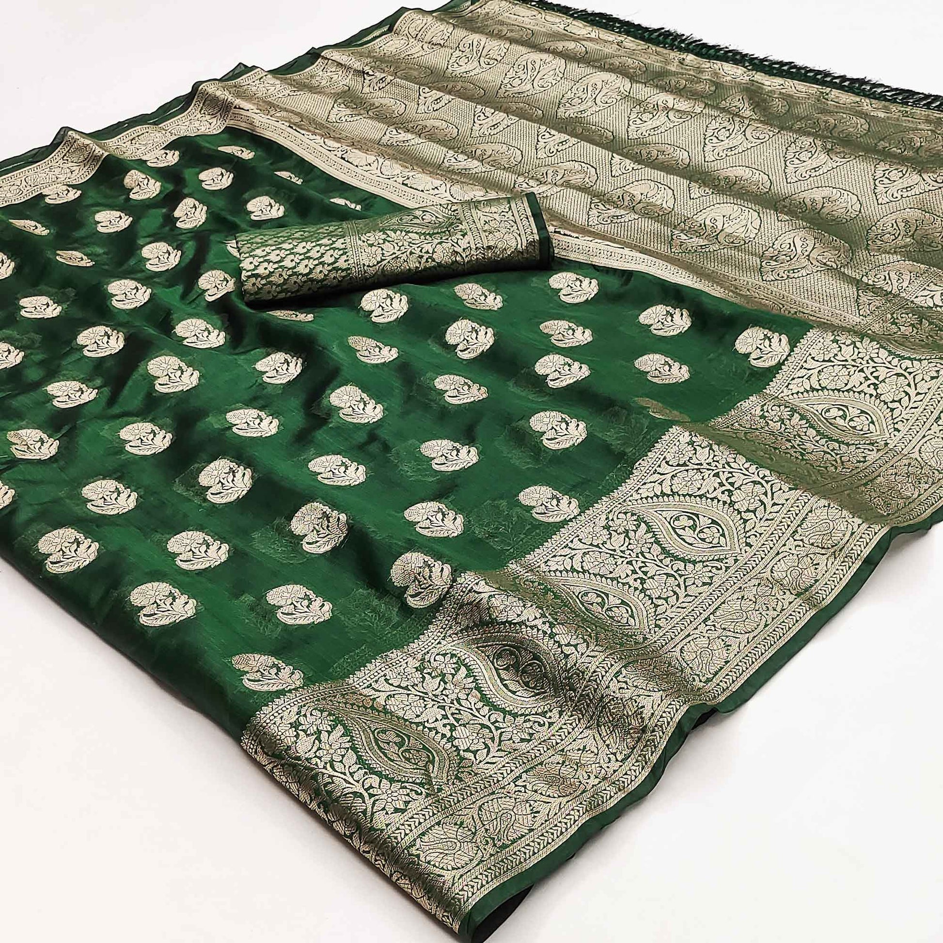 green-floral-woven-organza-saree-with-tassels-2