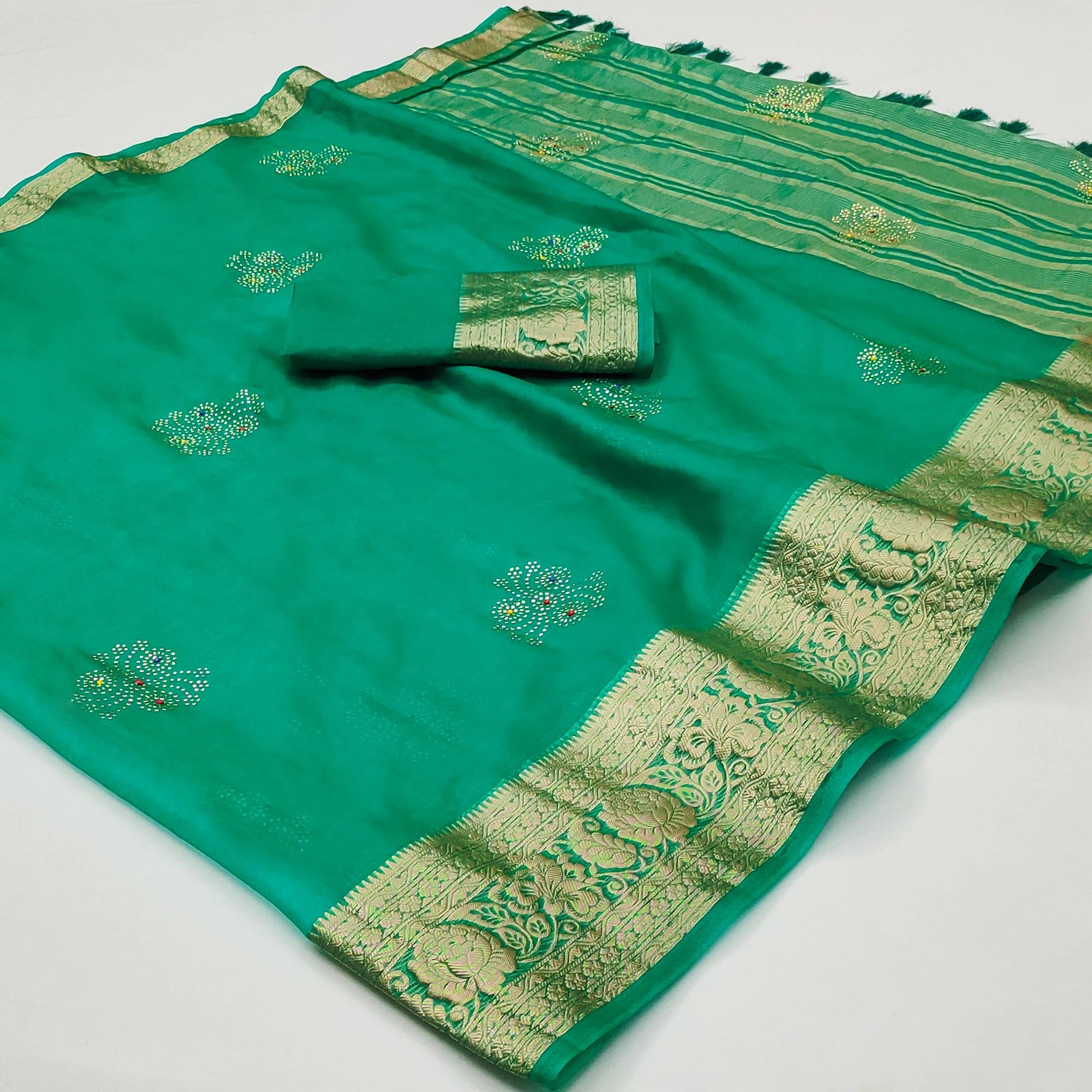 green-woven-with-swarovski-work-organza-saree