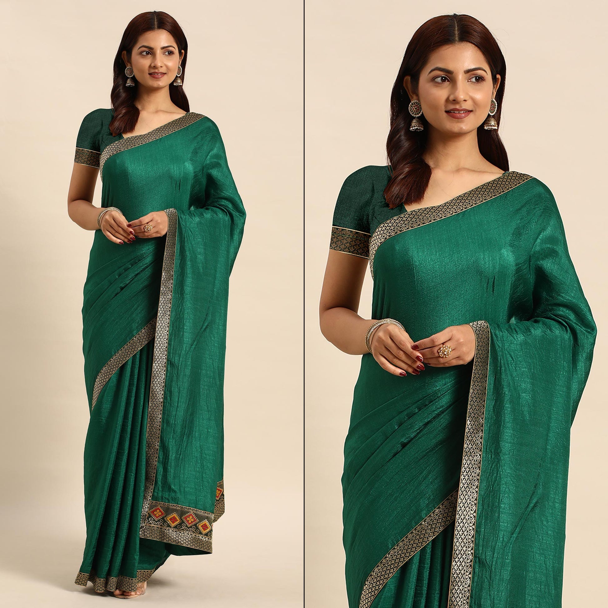 green-solid-vichitra-silk-saree-with-fancy-border