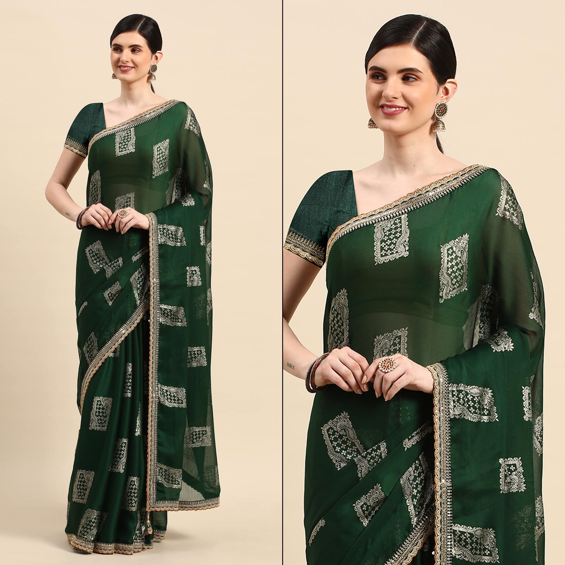 green-foil-printed-with-embroidered-border-chiffon-saree