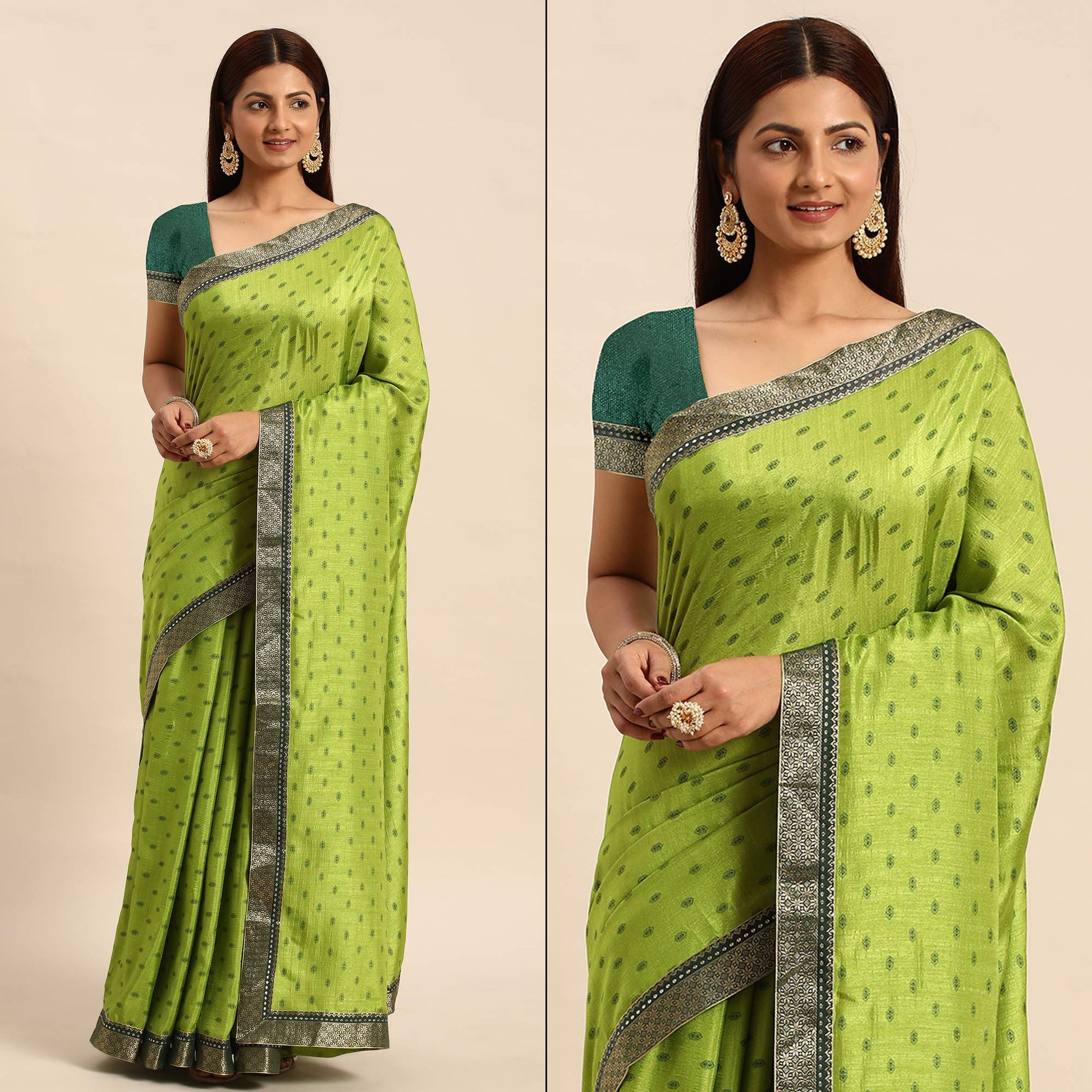 green-printed-vichitra-silk-saree