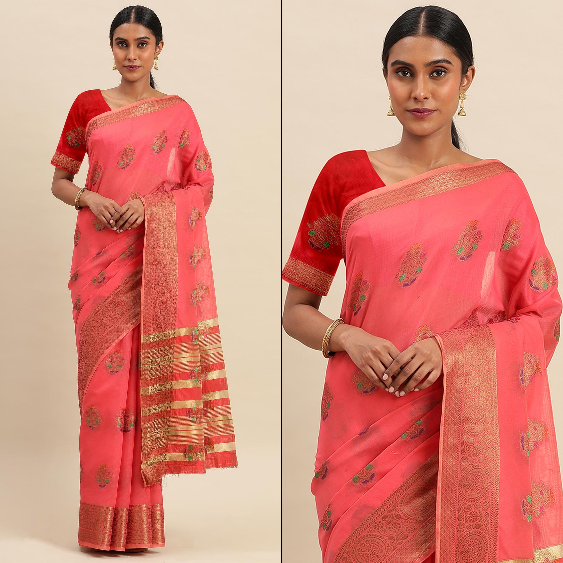 Gajari Woven Cotton Silk Saree