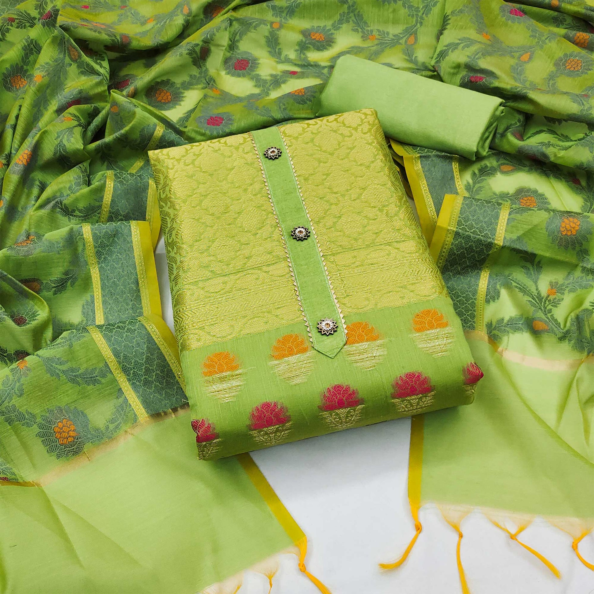 green-floral-woven-banarasi-silk-dress-material-1