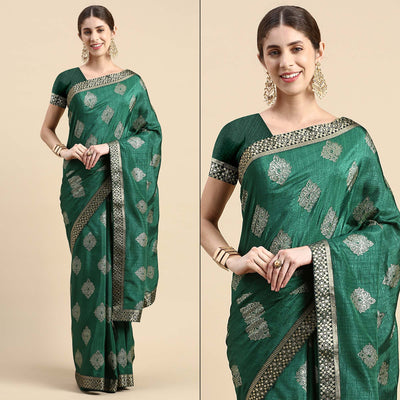 green-floral-foil-printed-vichitra-silk-saree