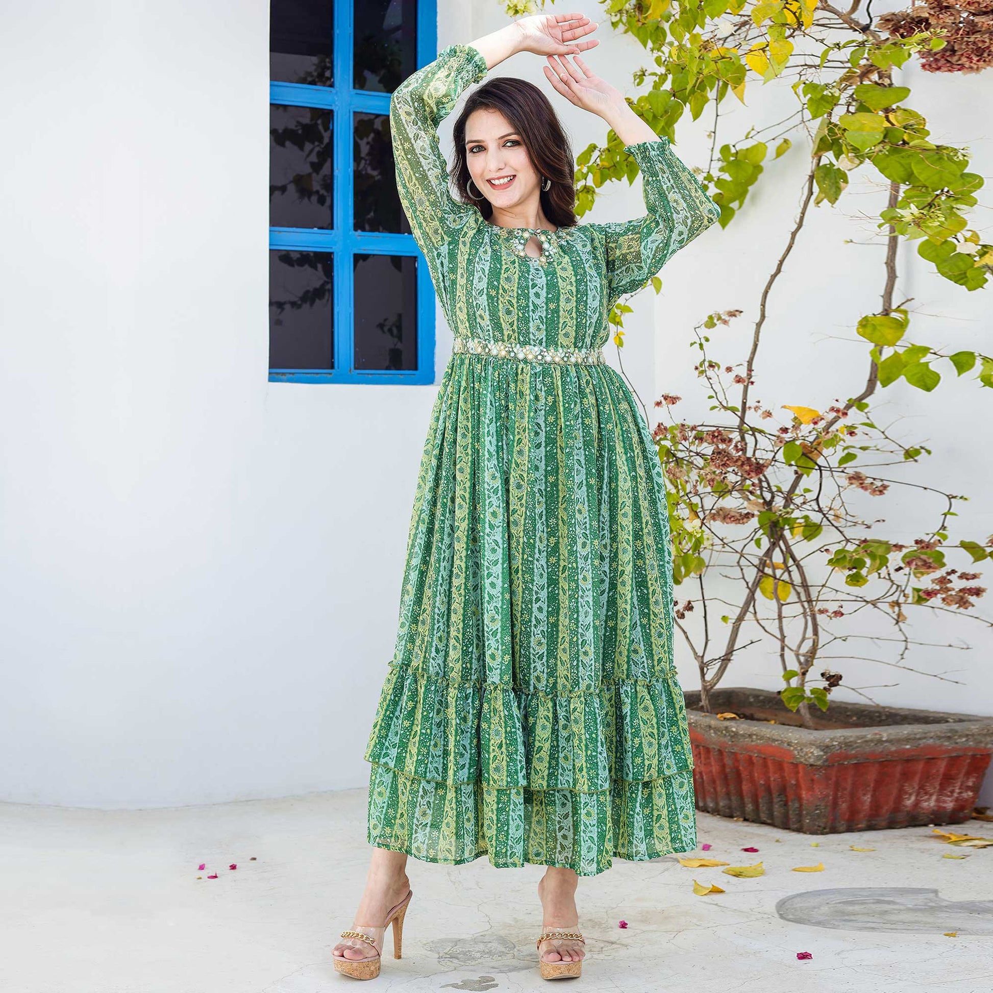 green-floral-printed-georgette-gown-1
