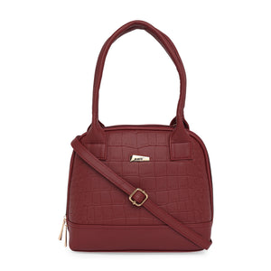 Maroon Women Vegan Leather Handbag With Belt