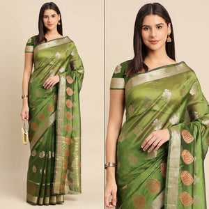 Mehendi Woven Organza Saree