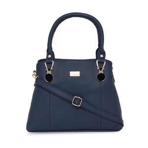 Blue Women Vegan Leather Handbag With Belt