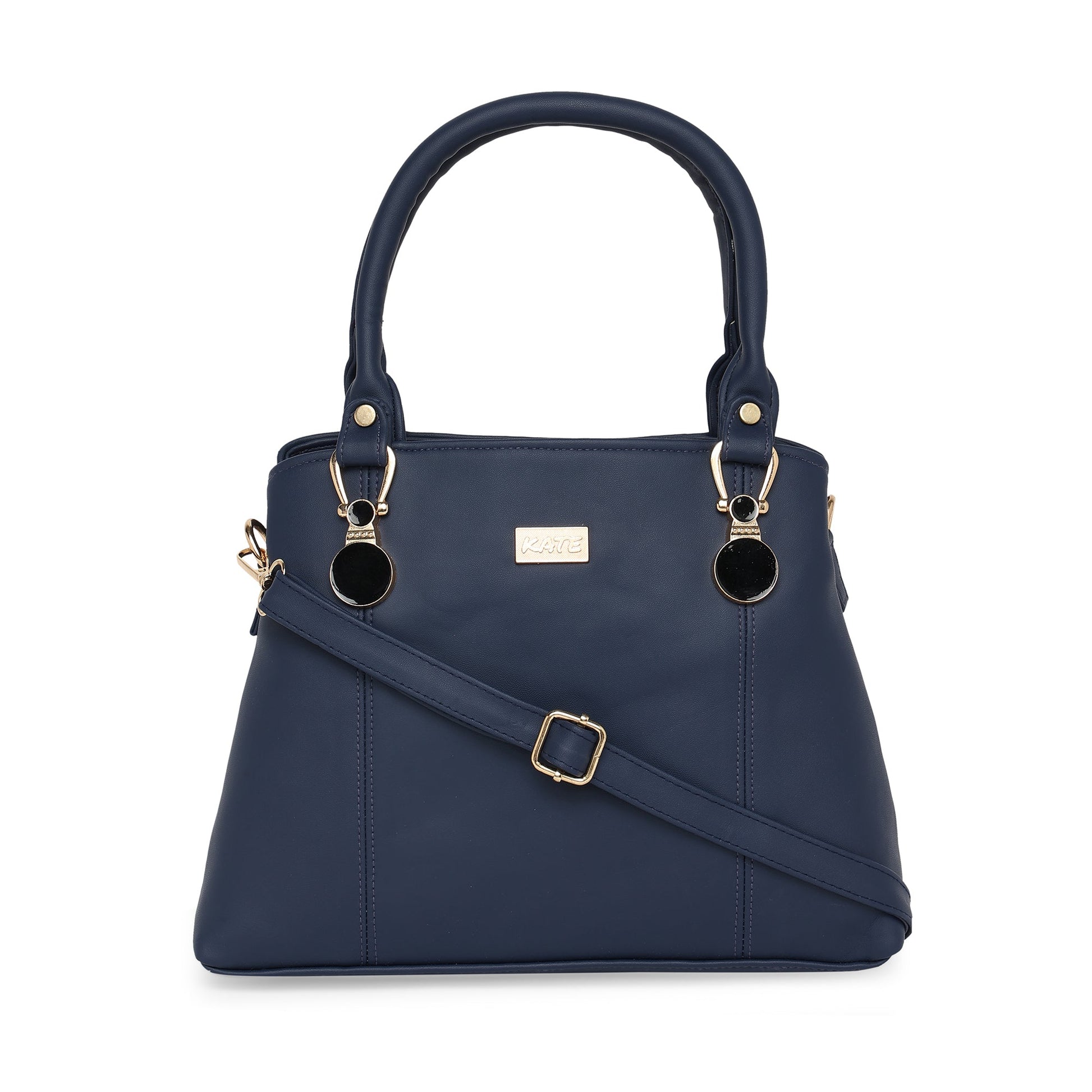 Blue Women Vegan Leather Handbag With Belt