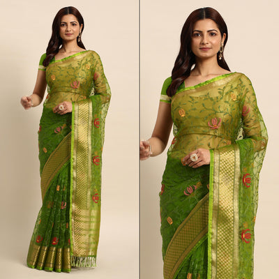 green-floral-embroidered-organza-saree-4